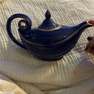 Vintage Hall Blue genie tea pot with Gold Accents